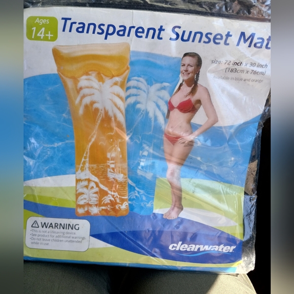 Vintage Clearwater Transparent Sunset Mat Pool Blue 72" x 30" NEW - Picture 1 of 2